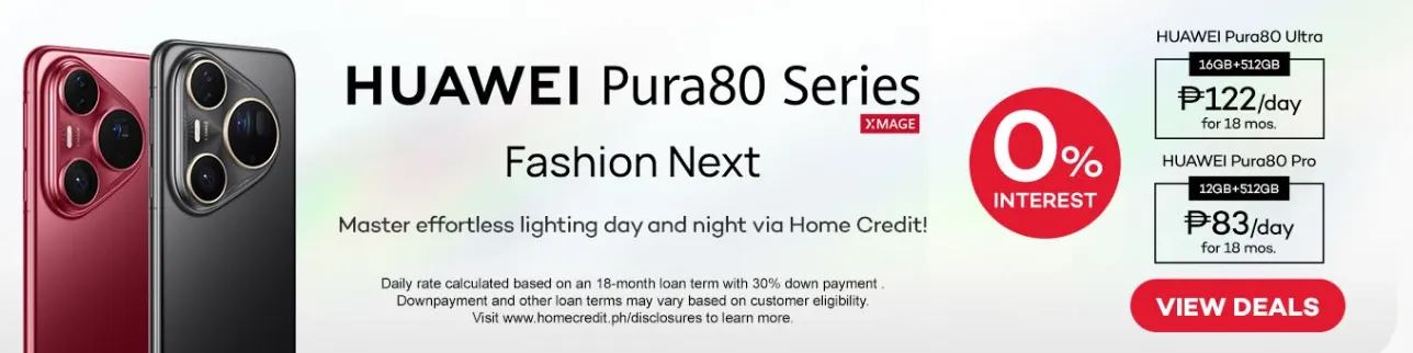 Banner showing Huawei Pura 80 Series at shoppingmall.