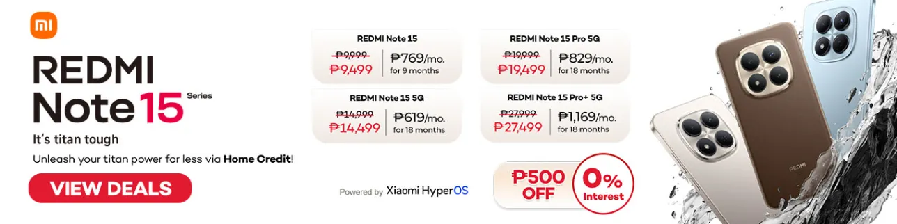 banner showing Xiaomi Redmi Note 15 series 500 off