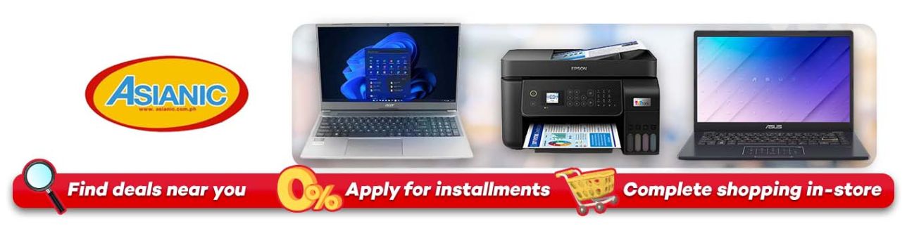 Banner showing Asianic Laptop and printer at shoppingmall.