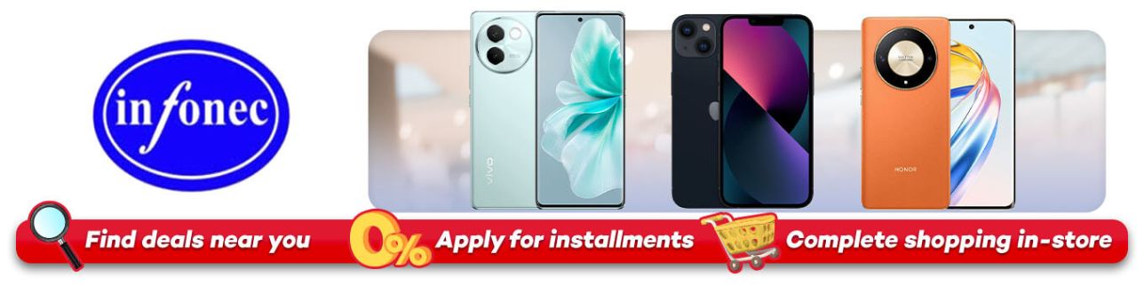 Banner showing Infonec mobile collections at shoppingmall