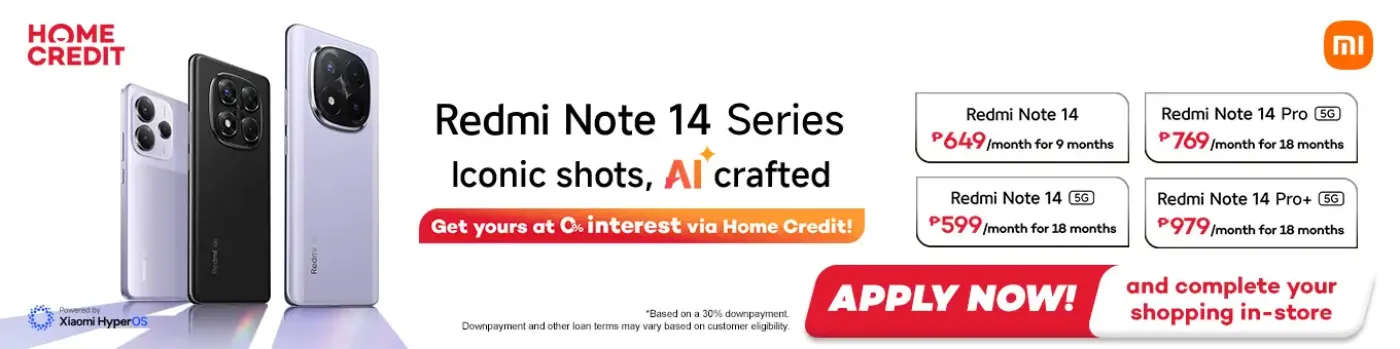 Banner showing Xiaomi Redmi Note 14 Series at shoppingmall.